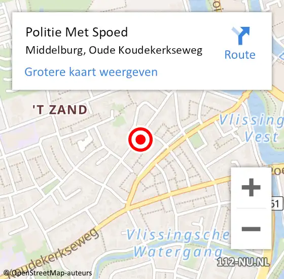 Locatie op kaart van de 112 melding: Politie Met Spoed Naar Middelburg, Oude Koudekerkseweg op 5 februari 2024 16:39