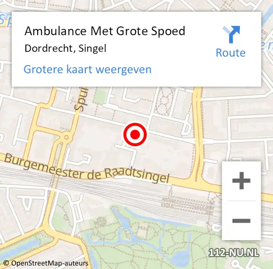 Locatie op kaart van de 112 melding: Ambulance Met Grote Spoed Naar Dordrecht, Singel op 5 februari 2024 16:43