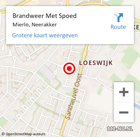 Locatie op kaart van de 112 melding: Brandweer Met Spoed Naar Mierlo, Neerakker op 5 februari 2024 16:54