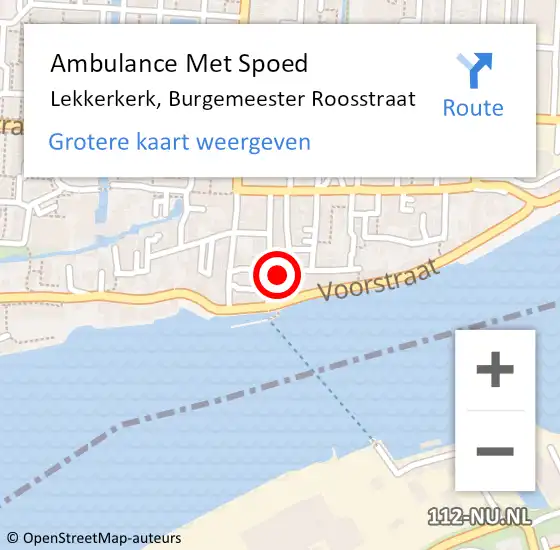 Locatie op kaart van de 112 melding: Ambulance Met Spoed Naar Lekkerkerk, Burgemeester Roosstraat op 5 februari 2024 17:03