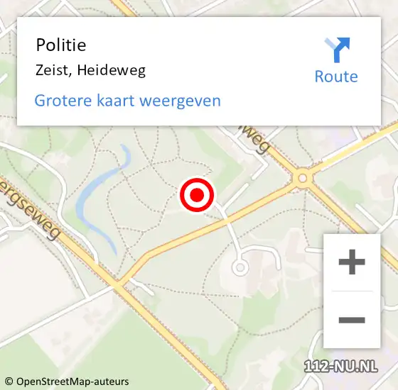 Locatie op kaart van de 112 melding: Politie Zeist, Heideweg op 5 februari 2024 17:05