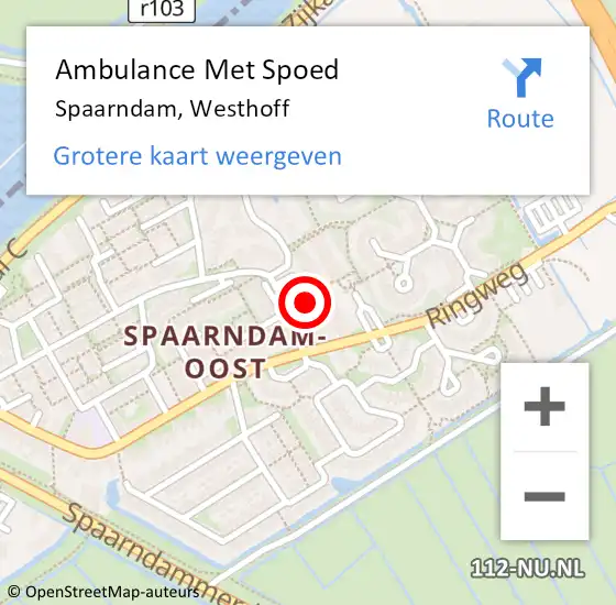 Locatie op kaart van de 112 melding: Ambulance Met Spoed Naar Spaarndam, Westhoff op 5 februari 2024 17:21