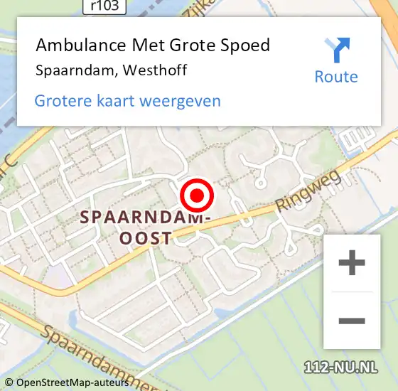 Locatie op kaart van de 112 melding: Ambulance Met Grote Spoed Naar Spaarndam, Westhoff op 5 februari 2024 17:23