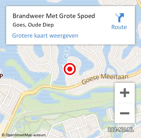 Locatie op kaart van de 112 melding: Brandweer Met Grote Spoed Naar Goes, Oude Diep op 24 september 2014 19:07