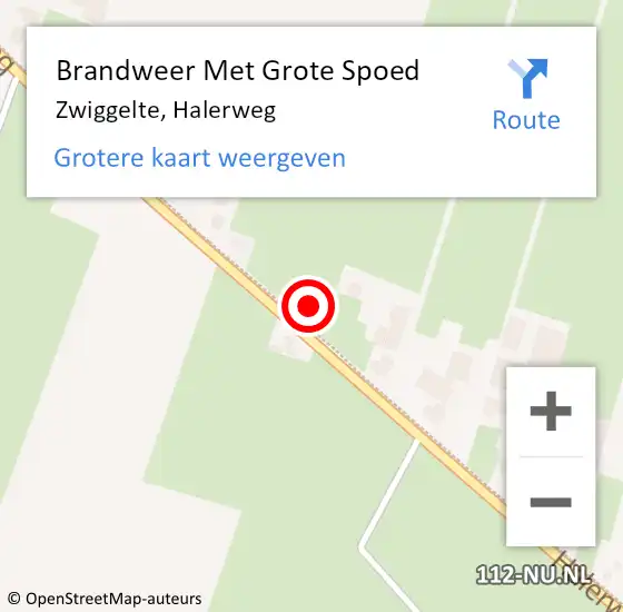 Locatie op kaart van de 112 melding: Brandweer Met Grote Spoed Naar Zwiggelte, Halerweg op 5 februari 2024 18:06