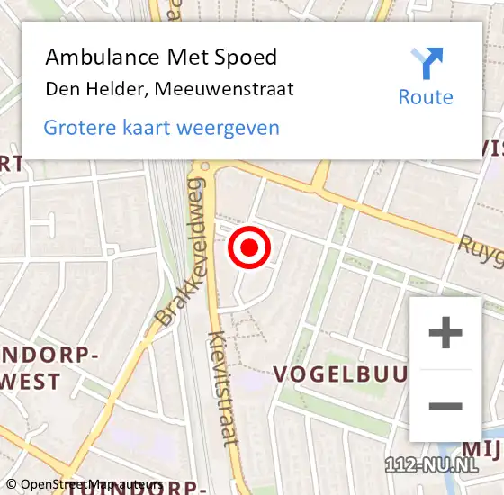 Locatie op kaart van de 112 melding: Ambulance Met Spoed Naar Den Helder, Meeuwenstraat op 5 februari 2024 18:07