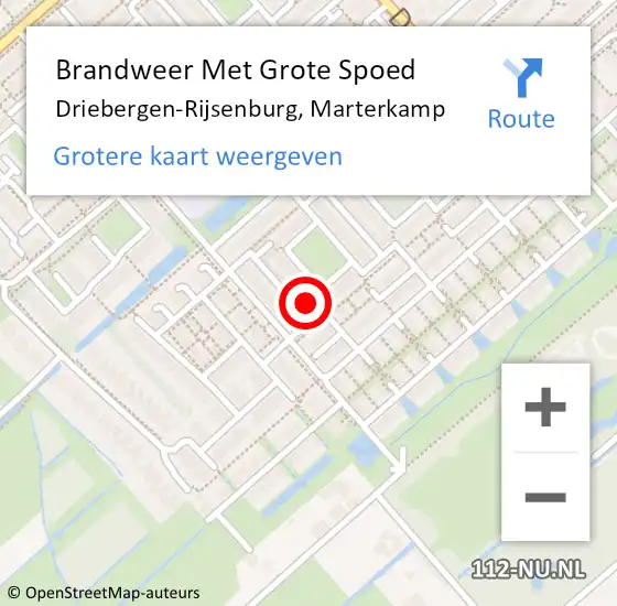 Locatie op kaart van de 112 melding: Brandweer Met Grote Spoed Naar Driebergen-Rijsenburg, Marterkamp op 5 februari 2024 18:07
