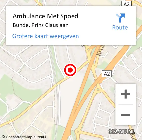 Locatie op kaart van de 112 melding: Ambulance Met Spoed Naar Bunde, Prins Clauslaan op 24 september 2014 19:09