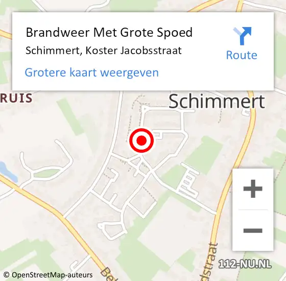 Locatie op kaart van de 112 melding: Brandweer Met Grote Spoed Naar Schimmert, Koster Jacobsstraat op 5 februari 2024 18:39