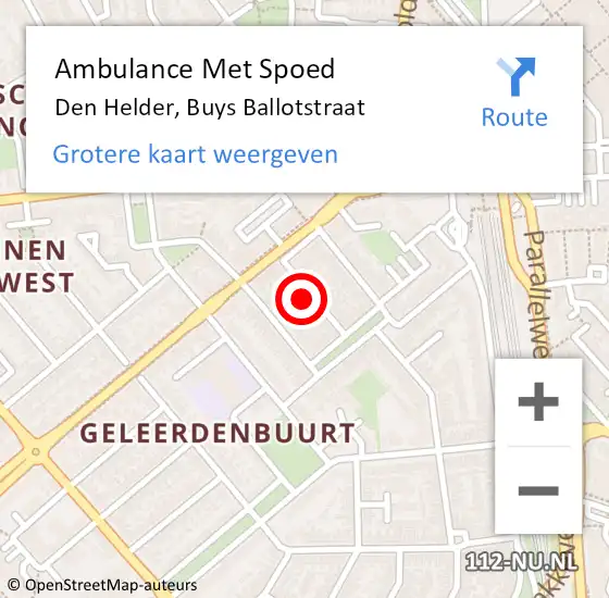 Locatie op kaart van de 112 melding: Ambulance Met Spoed Naar Den Helder, Buys Ballotstraat op 5 februari 2024 18:50