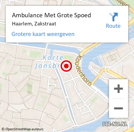 Locatie op kaart van de 112 melding: Ambulance Met Grote Spoed Naar Haarlem, Zakstraat op 5 februari 2024 19:08