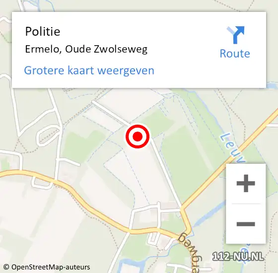 Locatie op kaart van de 112 melding: Politie Ermelo, Oude Zwolseweg op 5 februari 2024 19:10
