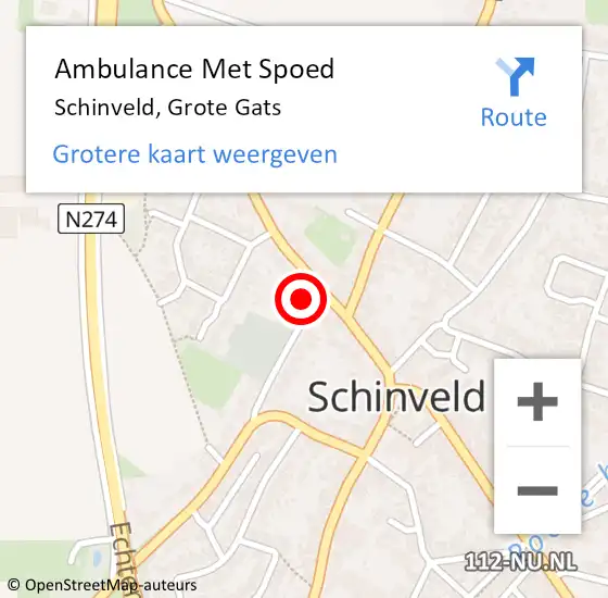 Locatie op kaart van de 112 melding: Ambulance Met Spoed Naar Schinveld, Grote Gats op 24 september 2014 19:14