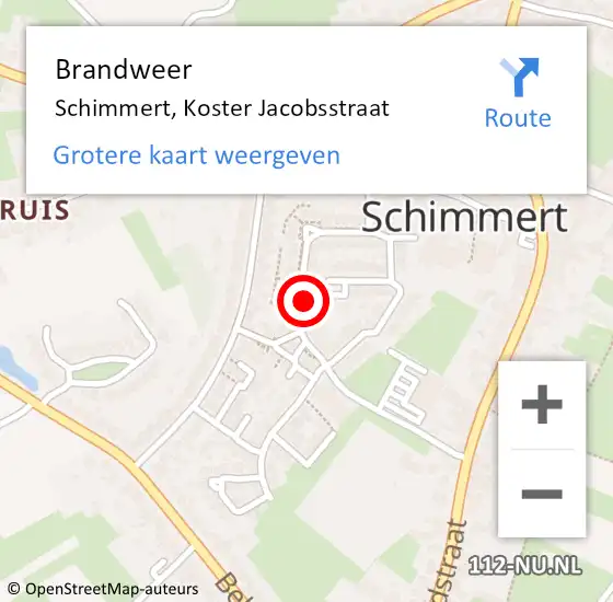 Locatie op kaart van de 112 melding: Brandweer Schimmert, Koster Jacobsstraat op 5 februari 2024 19:22