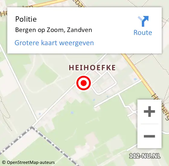 Locatie op kaart van de 112 melding: Politie Bergen op Zoom, Zandven op 5 februari 2024 19:30