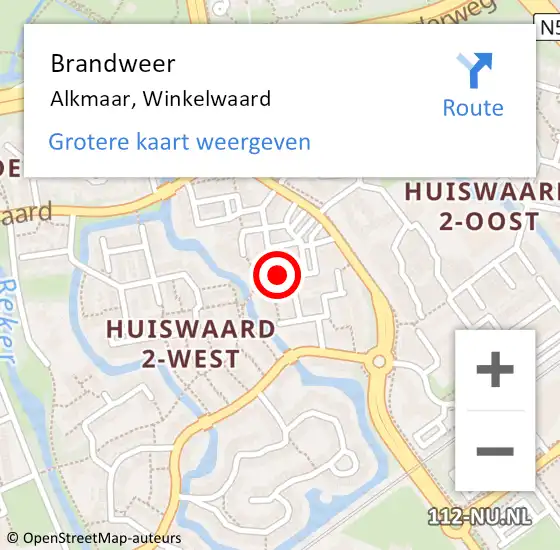 Locatie op kaart van de 112 melding: Brandweer Alkmaar, Winkelwaard op 5 februari 2024 19:33