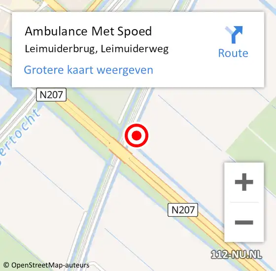 Locatie op kaart van de 112 melding: Ambulance Met Spoed Naar Leimuiderbrug, Leimuiderweg op 5 februari 2024 19:36