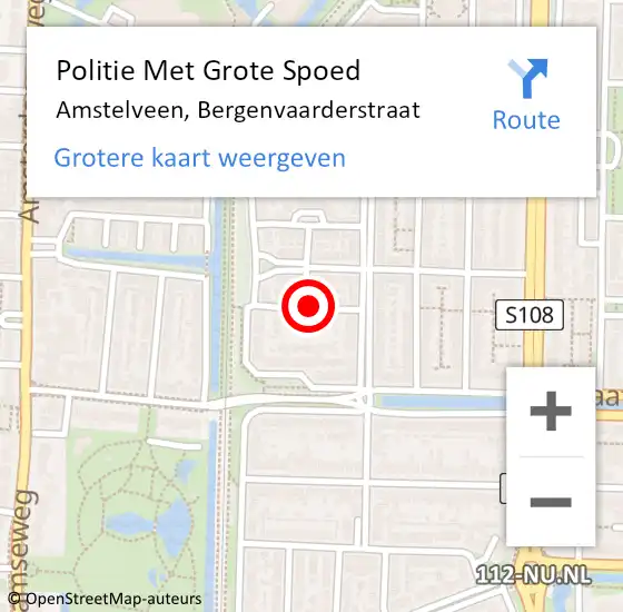 Locatie op kaart van de 112 melding: Politie Met Grote Spoed Naar Amstelveen, Bergenvaarderstraat op 5 februari 2024 19:38