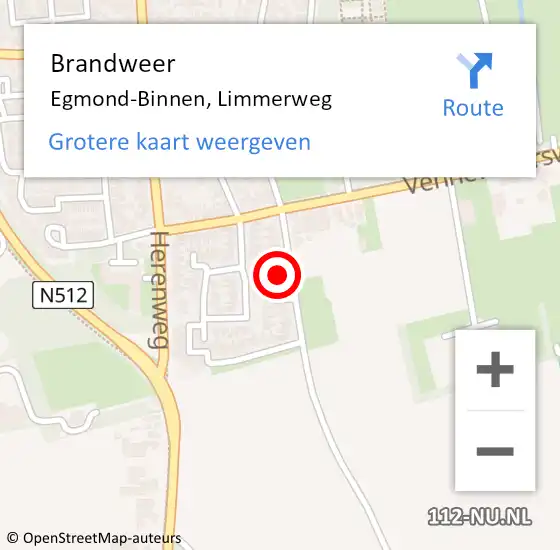Locatie op kaart van de 112 melding: Brandweer Egmond-Binnen, Limmerweg op 5 februari 2024 19:39