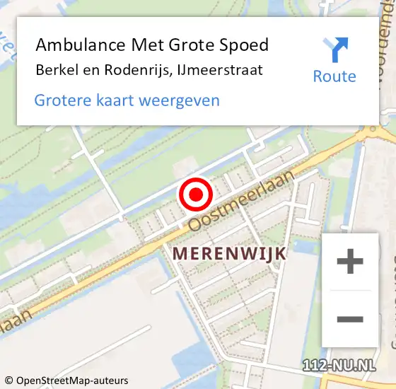 Locatie op kaart van de 112 melding: Ambulance Met Grote Spoed Naar Berkel en Rodenrijs, IJmeerstraat op 5 februari 2024 19:51