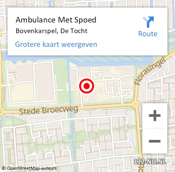 Locatie op kaart van de 112 melding: Ambulance Met Spoed Naar Bovenkarspel, De Tocht op 5 februari 2024 20:06