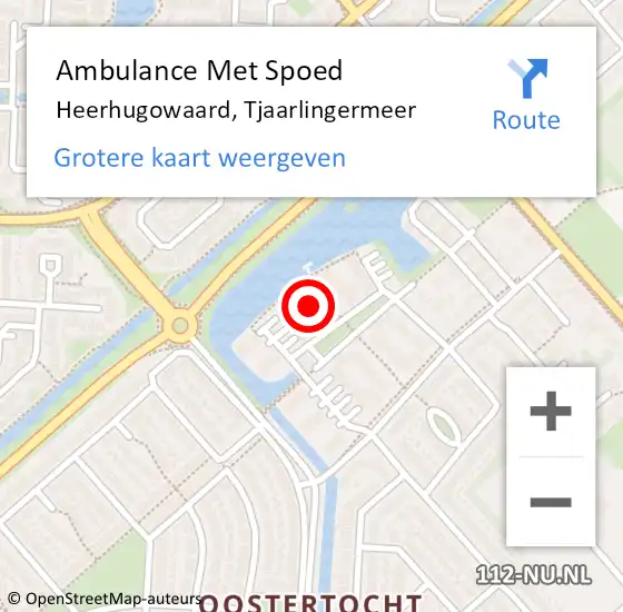 Locatie op kaart van de 112 melding: Ambulance Met Spoed Naar Heerhugowaard, Tjaarlingermeer op 5 februari 2024 20:14