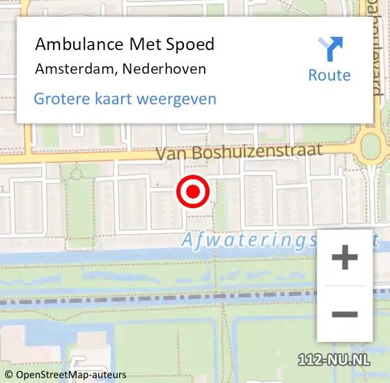 Locatie op kaart van de 112 melding: Ambulance Met Spoed Naar Amsterdam, Nederhoven op 5 februari 2024 20:16