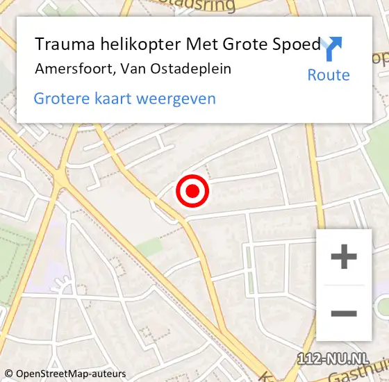 Locatie op kaart van de 112 melding: Trauma helikopter Met Grote Spoed Naar Amersfoort, Van Ostadeplein op 5 februari 2024 20:38