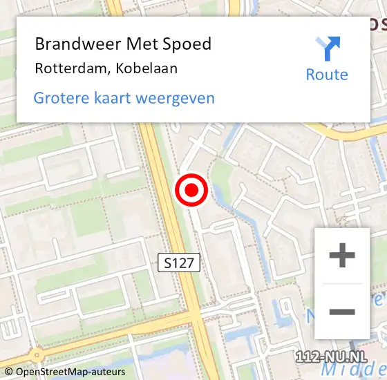 Locatie op kaart van de 112 melding: Brandweer Met Spoed Naar Rotterdam, Kobelaan op 5 februari 2024 20:40