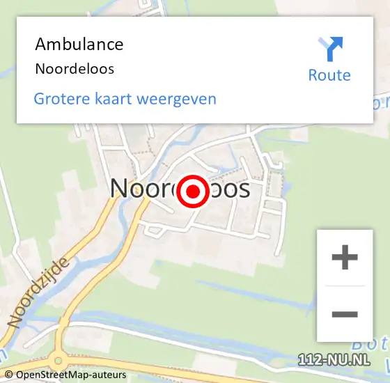 Locatie op kaart van de 112 melding: Ambulance Noordeloos op 5 februari 2024 21:11