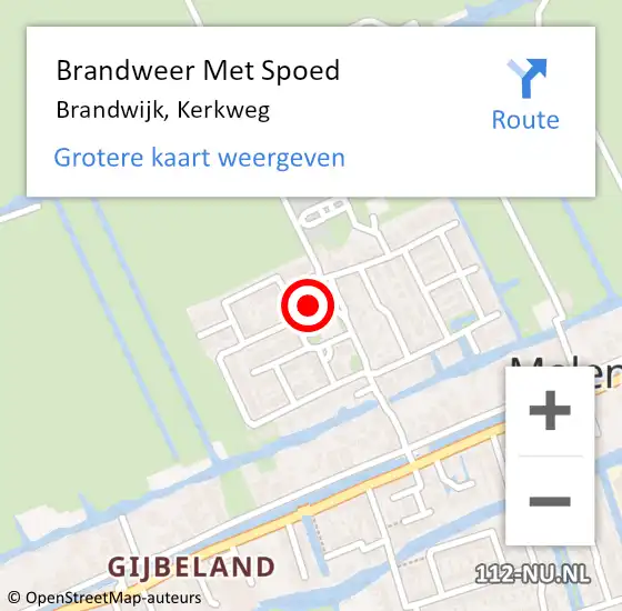 Locatie op kaart van de 112 melding: Brandweer Met Spoed Naar Brandwijk, Kerkweg op 24 september 2014 19:26