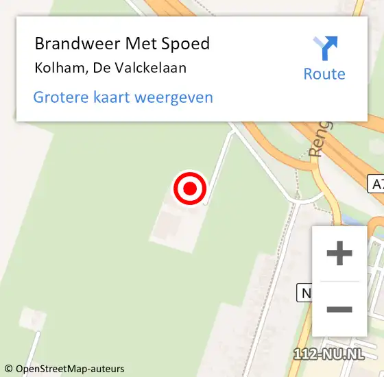 Locatie op kaart van de 112 melding: Brandweer Met Spoed Naar Kolham, De Valckelaan op 5 februari 2024 21:18
