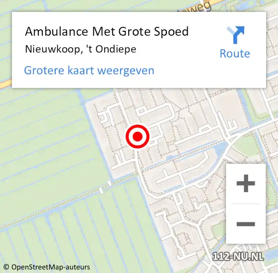 Locatie op kaart van de 112 melding: Ambulance Met Grote Spoed Naar Nieuwkoop, 't Ondiepe op 24 september 2014 19:27