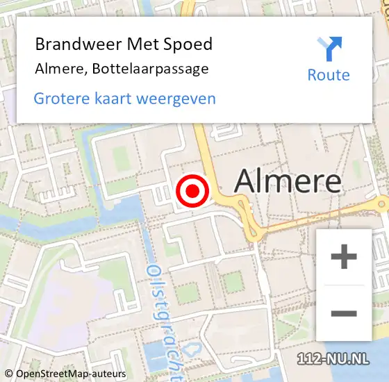 Locatie op kaart van de 112 melding: Brandweer Met Spoed Naar Almere, Bottelaarpassage op 5 februari 2024 21:42