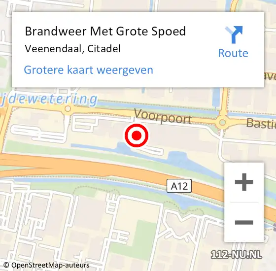 Locatie op kaart van de 112 melding: Brandweer Met Grote Spoed Naar Veenendaal, Citadel op 5 februari 2024 22:26