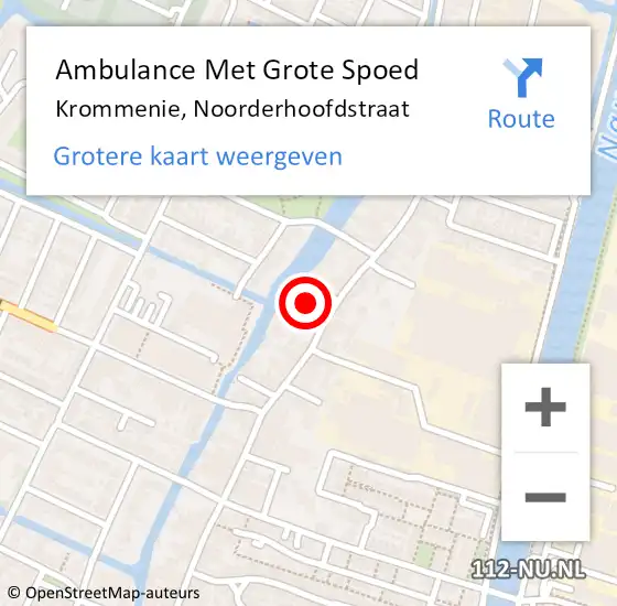 Locatie op kaart van de 112 melding: Ambulance Met Grote Spoed Naar Krommenie, Noorderhoofdstraat op 5 februari 2024 22:39
