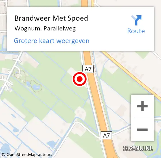 Locatie op kaart van de 112 melding: Brandweer Met Spoed Naar Wognum, Parallelweg op 5 februari 2024 23:05