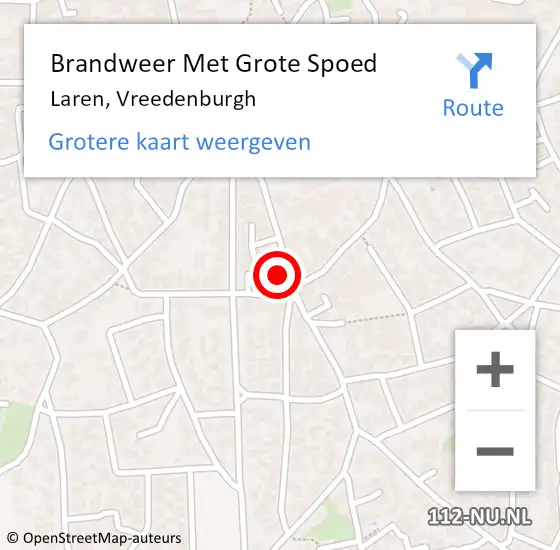 Locatie op kaart van de 112 melding: Brandweer Met Grote Spoed Naar Laren, Vreedenburgh op 5 februari 2024 23:06