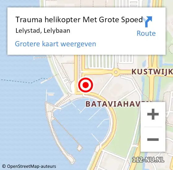 Locatie op kaart van de 112 melding: Trauma helikopter Met Grote Spoed Naar Lelystad, Lelybaan op 5 februari 2024 23:47