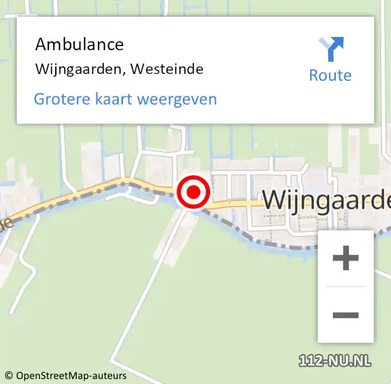 Locatie op kaart van de 112 melding: Ambulance Wijngaarden, Westeinde op 24 september 2014 19:50