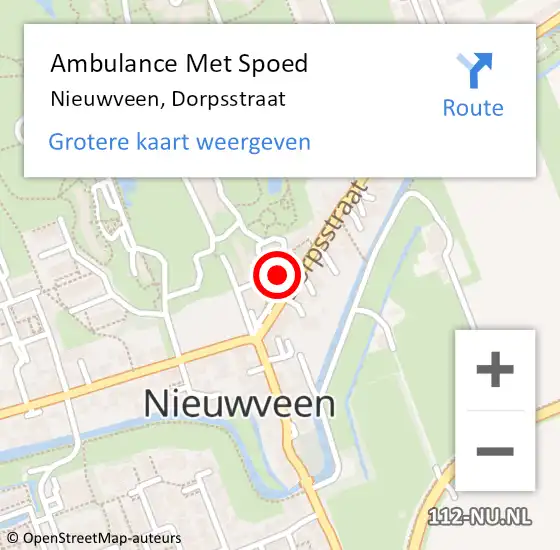 Locatie op kaart van de 112 melding: Ambulance Met Spoed Naar Nieuwveen, Dorpsstraat op 6 februari 2024 00:13