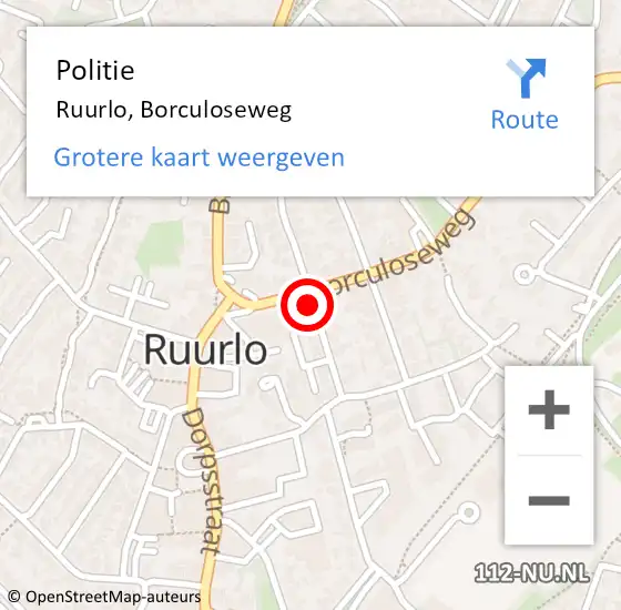 Locatie op kaart van de 112 melding: Politie Ruurlo, Borculoseweg op 6 februari 2024 00:19