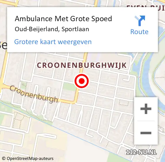 Locatie op kaart van de 112 melding: Ambulance Met Grote Spoed Naar Oud-Beijerland, Sportlaan op 6 februari 2024 01:25