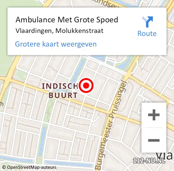 Locatie op kaart van de 112 melding: Ambulance Met Grote Spoed Naar Vlaardingen, Molukkenstraat op 6 februari 2024 03:12