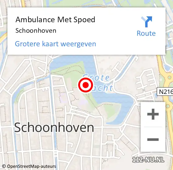 Locatie op kaart van de 112 melding: Ambulance Met Spoed Naar Schoonhoven op 6 februari 2024 04:19