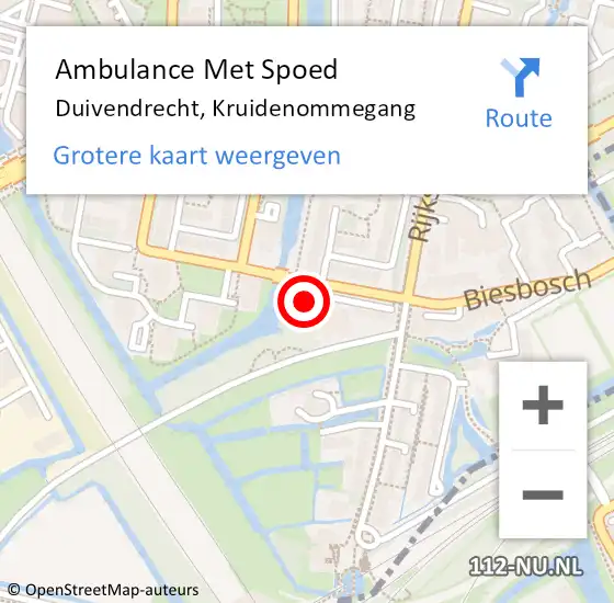 Locatie op kaart van de 112 melding: Ambulance Met Spoed Naar Duivendrecht, Kruidenommegang op 6 februari 2024 05:07