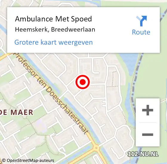 Locatie op kaart van de 112 melding: Ambulance Met Spoed Naar Heemskerk, Breedweerlaan op 6 februari 2024 05:20
