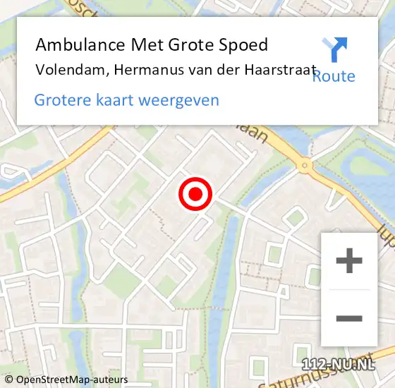 Locatie op kaart van de 112 melding: Ambulance Met Grote Spoed Naar Volendam, Hermanus van der Haarstraat op 6 februari 2024 05:55