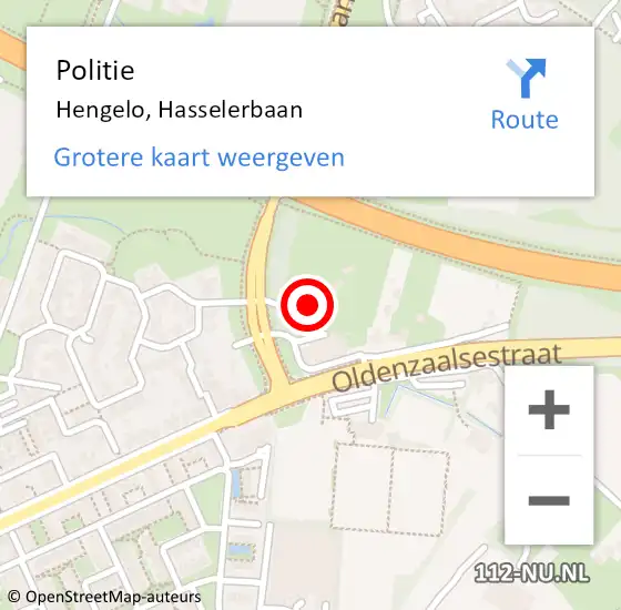 Locatie op kaart van de 112 melding: Politie Hengelo, Hasselerbaan op 6 februari 2024 07:49