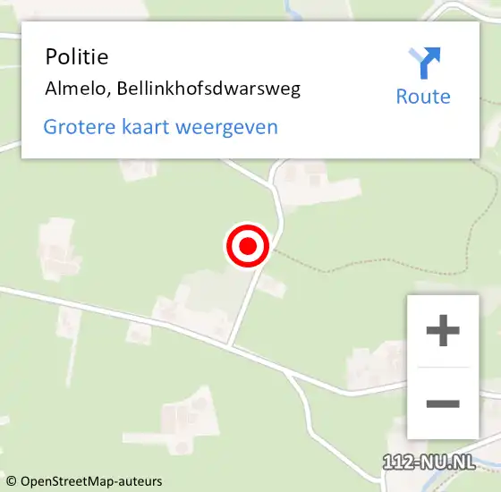 Locatie op kaart van de 112 melding: Politie Almelo, Bellinkhofsdwarsweg op 6 februari 2024 07:54